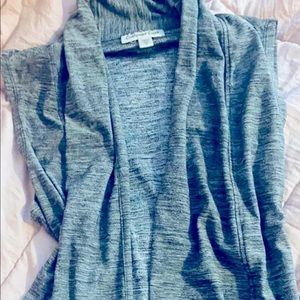 Heather gray drape front cardigan vest